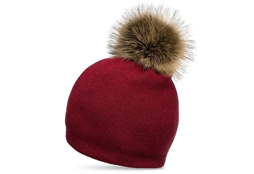 Caspar Bommelmütze MU187 elegante Damen Feinstrick Mütze Bommelmütze mit Fe günstig online kaufen