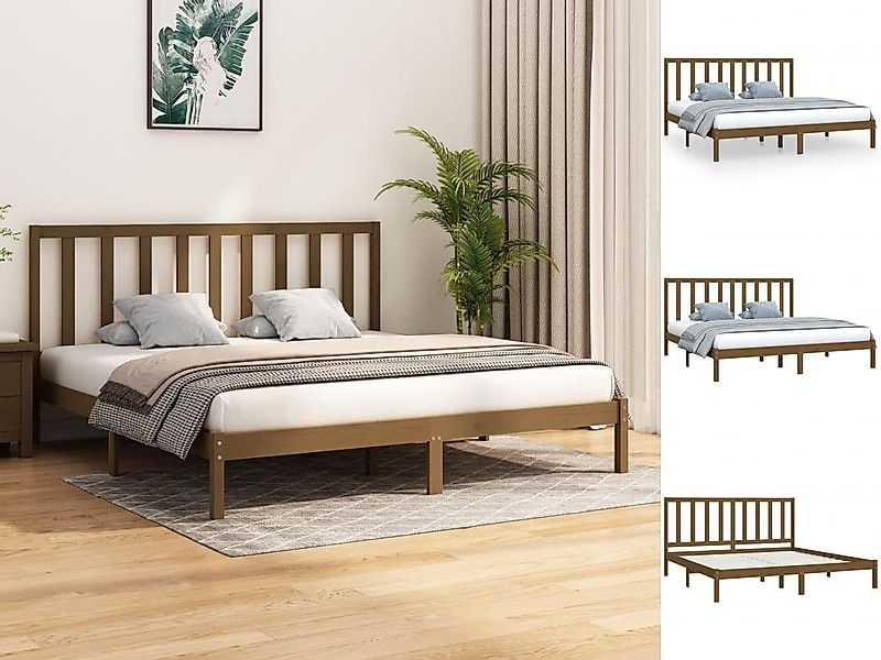 vidaXL Bettgestell Massivholzbett Honigbraun Kiefer 200x200 cm Bett Bettges günstig online kaufen