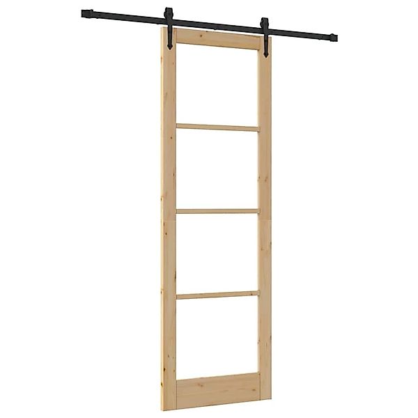vidaXL Schiebetür Braun 78 x 232 cm Holz und Metall 3332331 günstig online kaufen