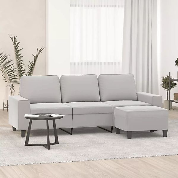 Vidaxl 3-sitzer-sofa Mit Hocker Hellgrau 180 Cm Mikrofasergewebe günstig online kaufen