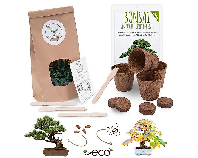 HappySeed Blumensamen Bonsai Anzuchtset inkl. eBook - Pflanzset mit Pinie + günstig online kaufen