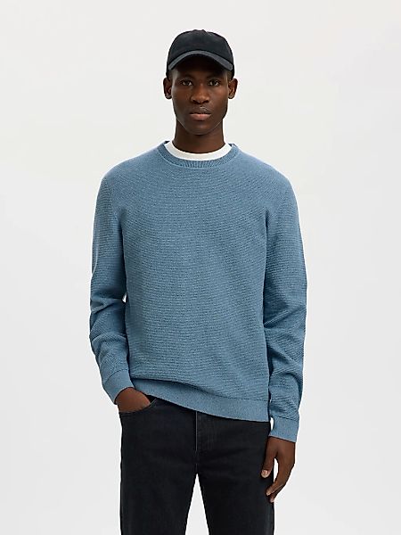 SELECTED Rundhalspullover "SLHROSS LS KNIT STRUCTURE CREW NECK NOOS" Baumwo günstig online kaufen