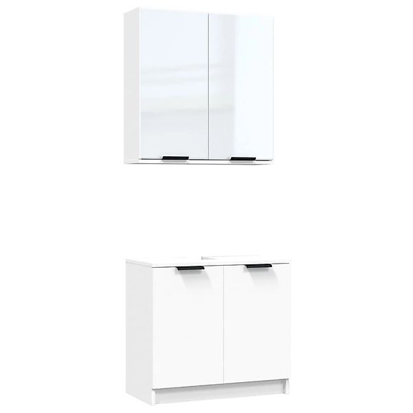vidaXL Badezimmer-Set 2-tlg. Badmöbel-Set Weiß Holzwerkstoff, günstig online kaufen