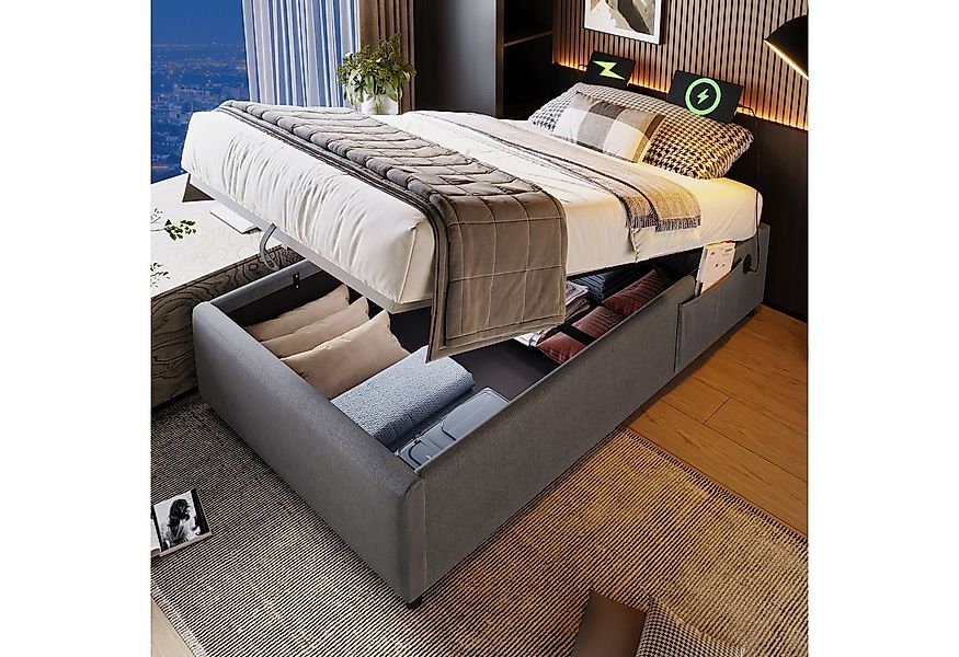 HAUSS SPOLE Polsterbett 90×200cm mit USB- C, Vollflächiger Lattenrost, Ohne günstig online kaufen