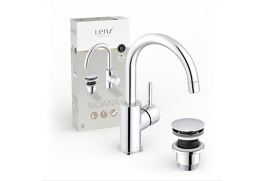 Lenz Waschtischarmatur MOANA (Armatur mit Pop-Up-Ventil) Easy Clean Pop-Up günstig online kaufen