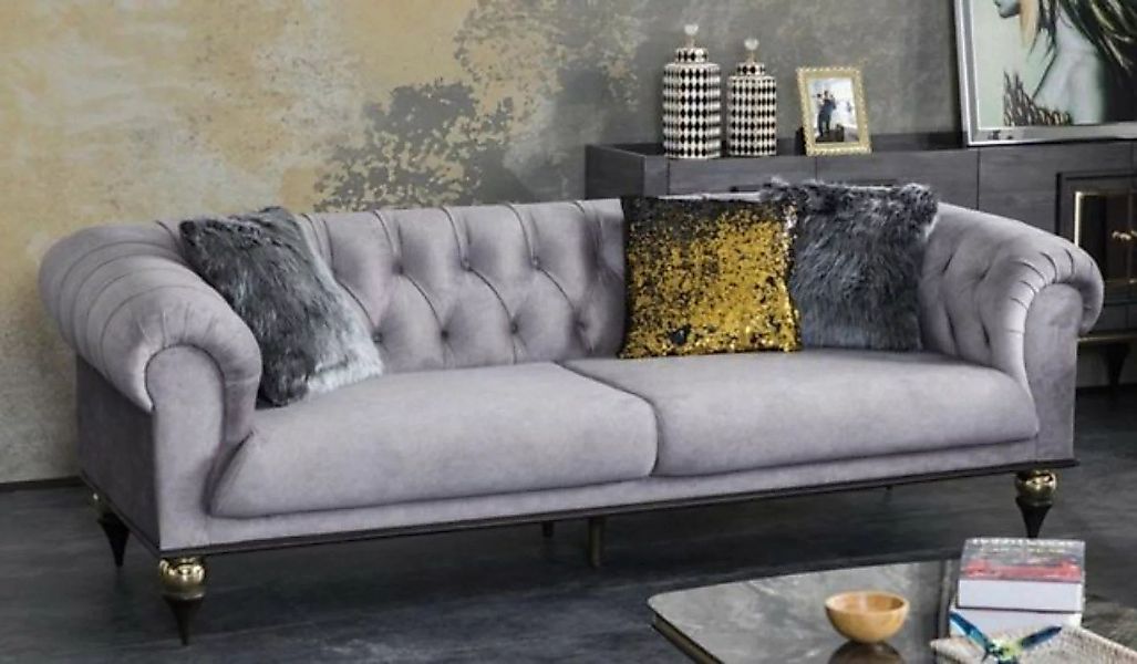 Casa Padrino Chesterfield-Sofa Luxus Art Deco Chesterfield Wohnzimmer Sofa günstig online kaufen