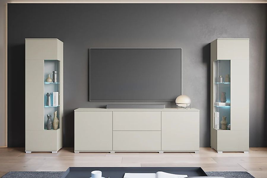INOSIGN Wohnwand "KENIA", (Komplett-Set, 3 St.), Vitrinen mit Eckverglasung günstig online kaufen