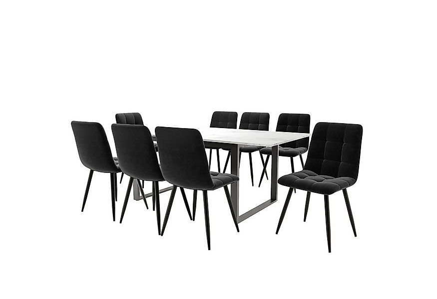 i@home Essgruppe Moderner Küchentisch Set, MDF Tischplatte in Weißer, (Set, günstig online kaufen