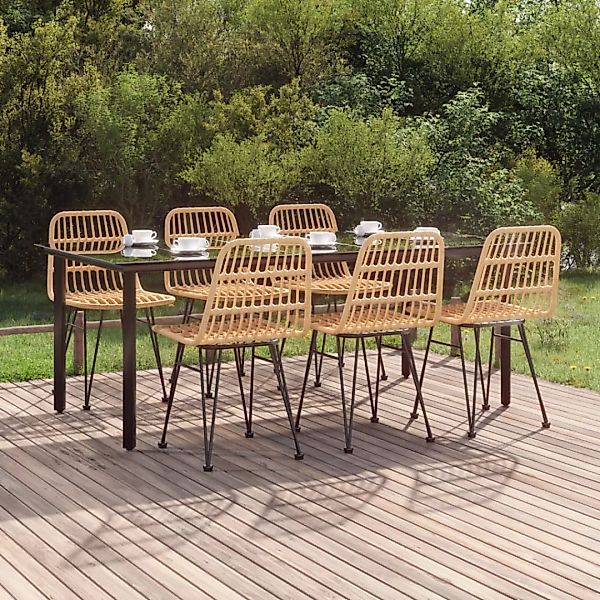 Vidaxl 7-tlg. Garten-essgruppe Poly Rattan günstig online kaufen