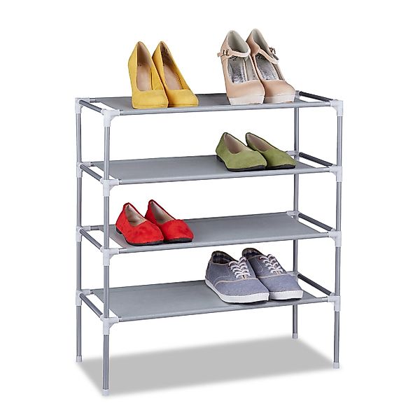 relaxdays Schuhregal Stecksystem 4 Ebene, Grau günstig online kaufen