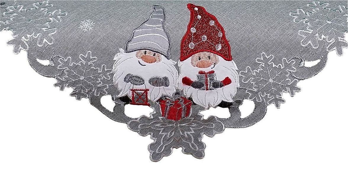 texpot Tischdecke Tischläufer Stickerei Wichtel Winter Weihnachten (1-tlg) günstig online kaufen