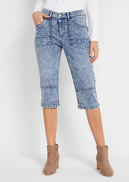 bonprix Caprijeans mit abgesetzten Nähten und used Look günstig online kaufen
