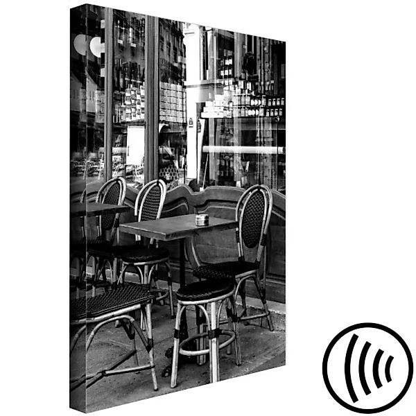 Bild auf Leinwand Café in Paris - Schwarzweiß-Foto der französischen Haupts günstig online kaufen