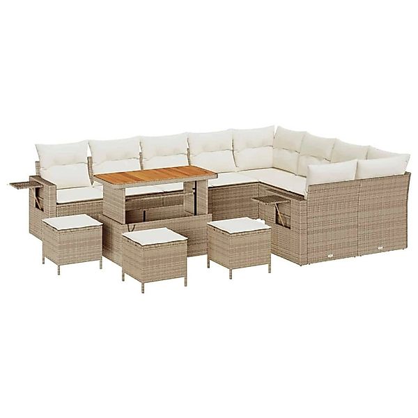 vidaXL Garten-Sofa-Set 13-Tlg Beige Poly Rattan 3361791 günstig online kaufen
