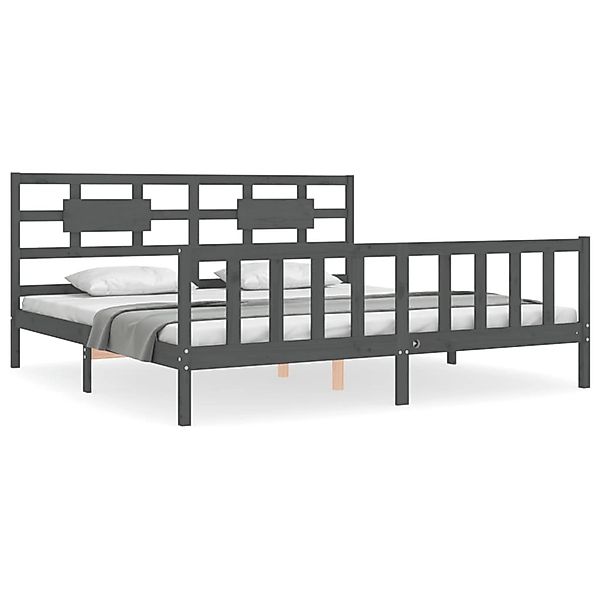 vidaXL Massivholzbett mit Kopfteil Grau 200x200 cm 3192578 günstig online kaufen