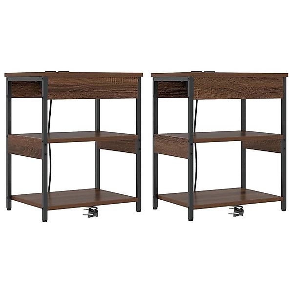 vidaXL Nachttisch 2 Stk Braune Eiche Holzwerkstoff 859544 günstig online kaufen