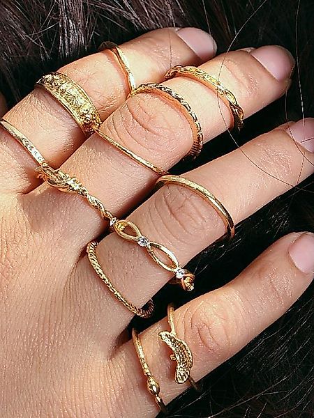 Bohemian Ancient Gold Zwölfteilige Ringe Set günstig online kaufen