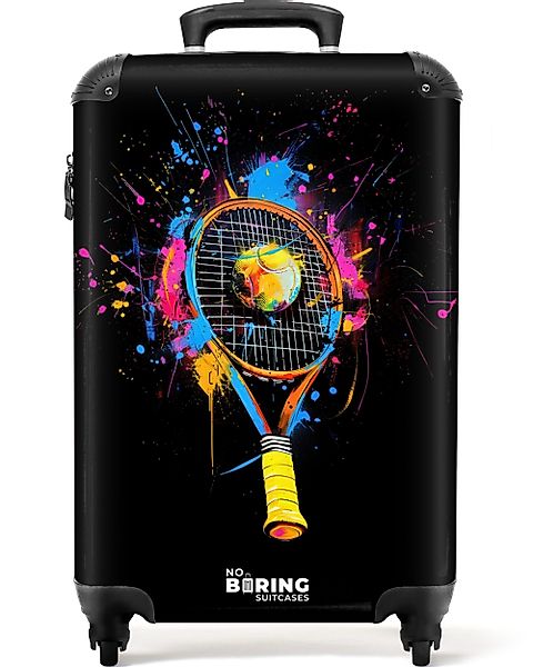 NoBoringSuitcases.com© Hartschalen-Trolley Bunter Tennisschläger mit Ball günstig online kaufen