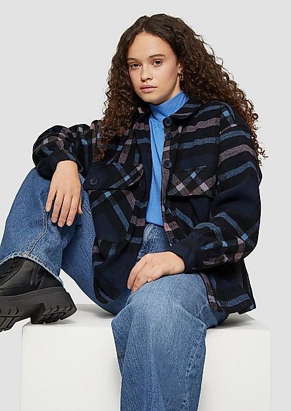 QS Langarmbluse Bluse Leicht verkürztes Overshirt aus Flanell günstig online kaufen
