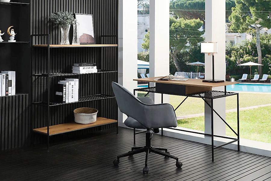 SalesFever Schreibtisch "York Arbeitsplatz Deluxe: Schreibtisch", Metallrah günstig online kaufen