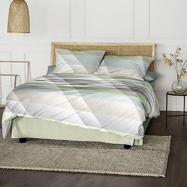 Irisette Mako Satin Bettwäsche Sky 8525-30 Streifen Grün Grau 135x200 günstig online kaufen