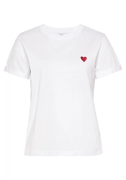 LASCANA T-Shirt mit süßer Herz-Stickerei, Kurzarmshirt aus Baumwolle günstig online kaufen