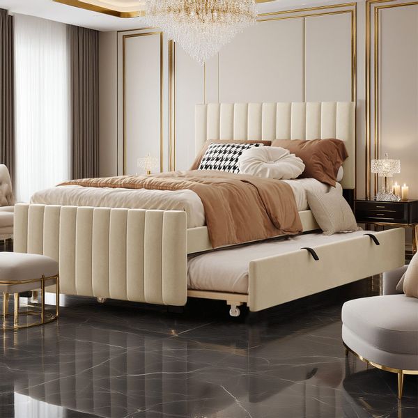 MODFU Polsterbett mit Ausziehbett (Kinderbett, flaches günstig online kaufen