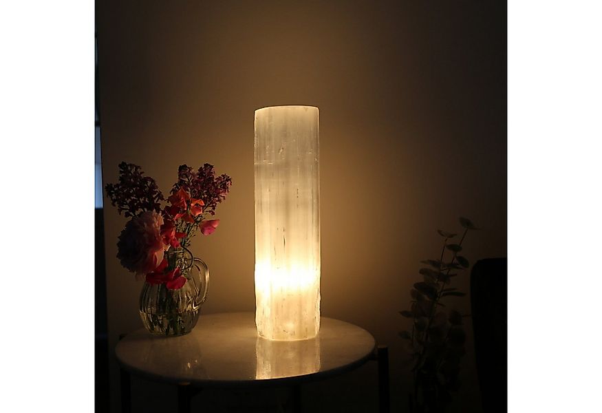 Heimtex Salzkristall-Tischlampe Selenit-Zylinderturm Lampe - Marokkanische günstig online kaufen