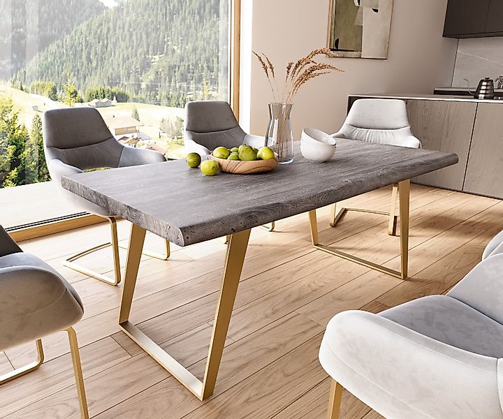 DELIFE Esstisch Edge, Akazie Platin 180x90 günstig online kaufen