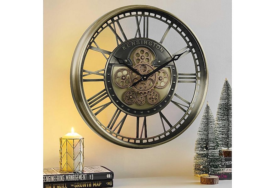 Samilito Uhr Wanduhr mit echtem Bewegungsgetriebe Zahnrädern in Gold günstig online kaufen