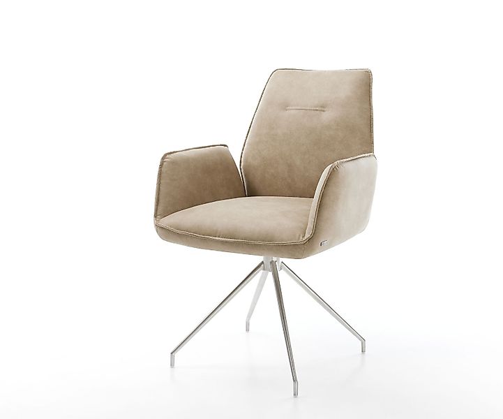 Esszimmerstuhl Zoa-Flex Mikrofaser Beige Vintage Kreuzgestell konisch Edels günstig online kaufen