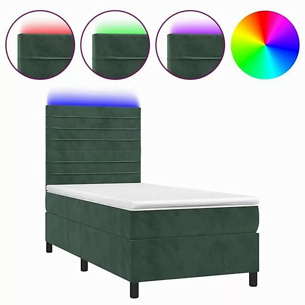 vidaXL Boxspringbett Boxspringbett mit Matratze LED Dunkelgrün 100x200 cm S günstig online kaufen