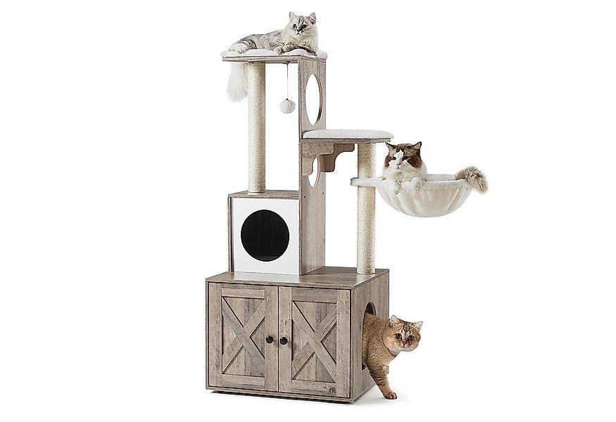 FEANDREA Kratzbaum, 2-in-1 mit Katzenklo, Sisalstämme, Hängematte günstig online kaufen