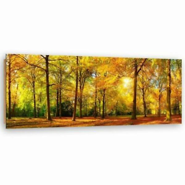 FEEBY® Kunst Goldener Wald Leinwandbilder bunt Gr. 45 x 140 günstig online kaufen