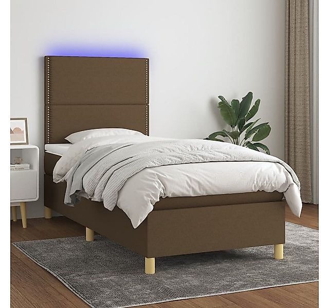 vidaXL Boxspringbett (80 x 200 cm, mit Nieten, Braun), mit LED günstig online kaufen