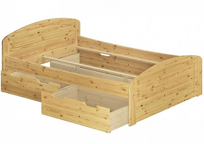 ERST-HOLZ Bett Funktionsbett 140x200 Kiefer natur mit 3 Bettkästen ohne Ros günstig online kaufen