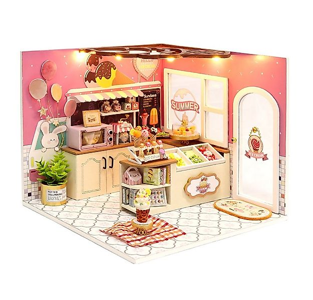 Cute Room 3D-Puzzle DIY holz Miniature Haus Puppenhaus Eiscafe, Puzzleteile günstig online kaufen