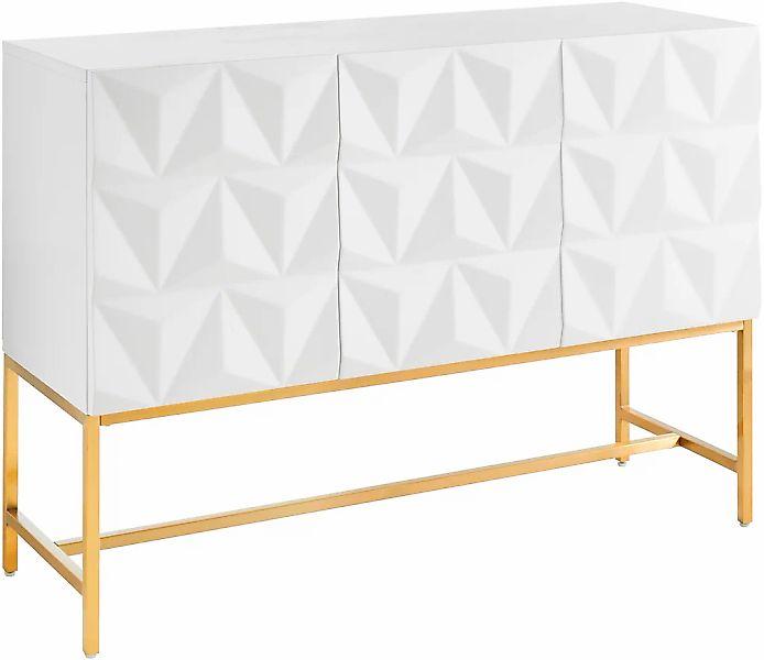 Leonique Sideboard "Rovuma", in 3D-Optik und goldfarbenem Metallgestell günstig online kaufen