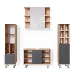 Vicco Badmöbel-Set Fynn, Goldkraft Eiche/Anthrazit, 4 günstig online kaufen