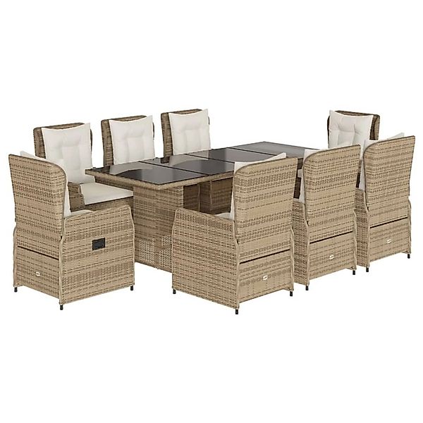 vidaXL 9-tlg Garten-Essgruppe mit Kissen Beige Poly Rattan Modell 41 günstig online kaufen