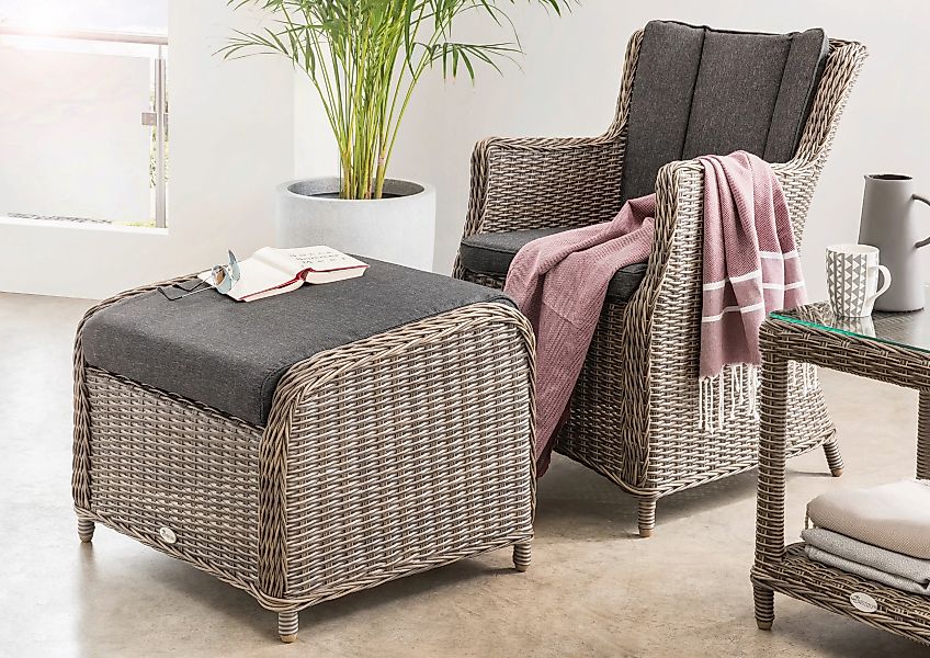 Destiny Gartenlounge-Set "LUNA CASA", (4 tlg.), Polyrattan, Sessel mit Fußh günstig online kaufen