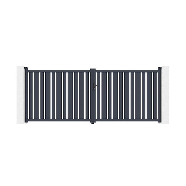 Casanoov Doppelflügeltor Aus Aluminium 4M Veymont H 160Cm Grau günstig online kaufen