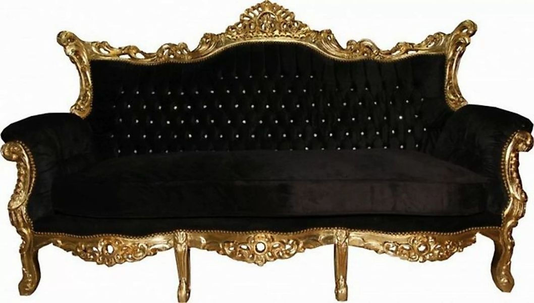 Casa Padrino Sofa Barock Sofa Master Schwarz / Gold mit Bling Bling Glitzer günstig online kaufen