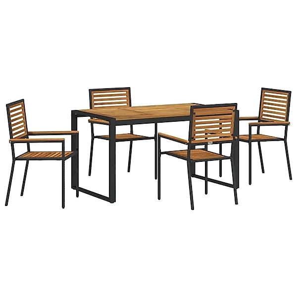 vidaXL Garten Essgruppe 5-Tlg Schwarz und Holz Poly-Rattan 3365472 günstig online kaufen