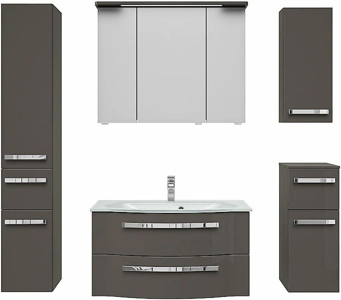 Saphir Badmöbel-Set "Serie 4005, vormontiert, Glaswaschbecken, Spiegelschra günstig online kaufen