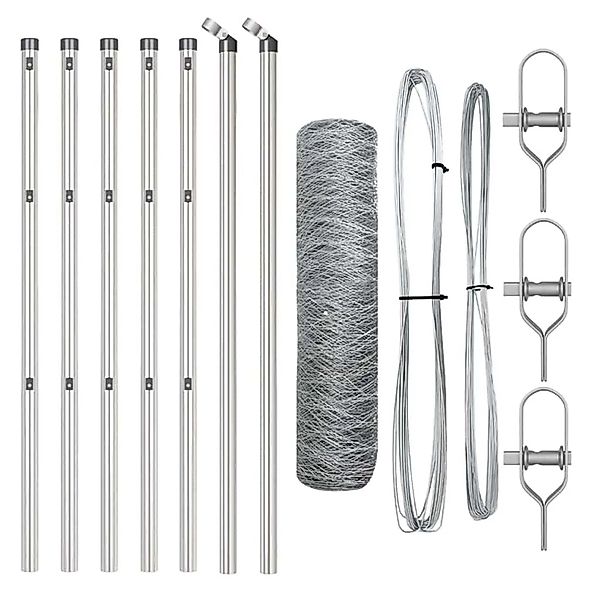 vidaXL Zaunpfosten Silber 10 x 0,6 m 50 mm Maschen Stahl 3352913 günstig online kaufen