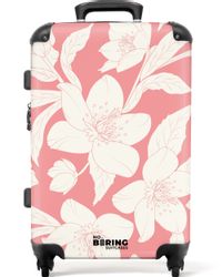 NoBoringSuitcases.com© Hartschalen-Trolley Rosa mit weißen Blüten günstig online kaufen
