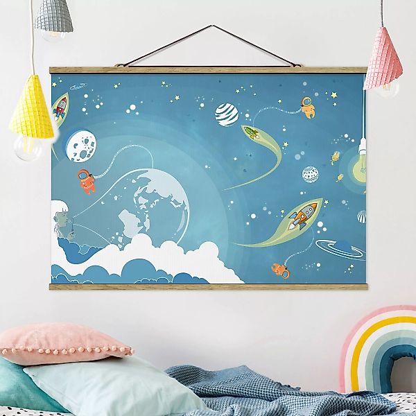 Stoffbild Kinderzimmer mit Posterleisten - Querformat No.MW16 Buntes Weltra günstig online kaufen