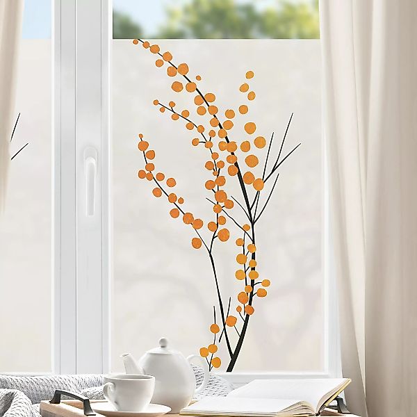 Fensterfolie Grafische Pflanzenwelt - Beeren Orange günstig online kaufen