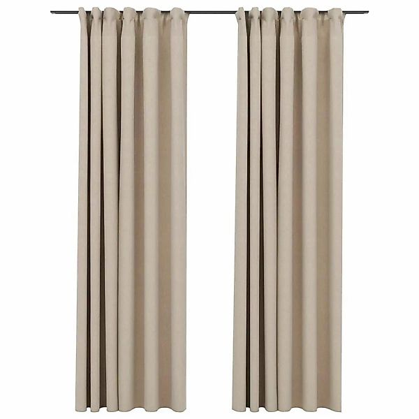vidaXL Verdunkelungsvorhänge Haken Leinenoptik 2 Stk Beige 140x245 cm günstig online kaufen
